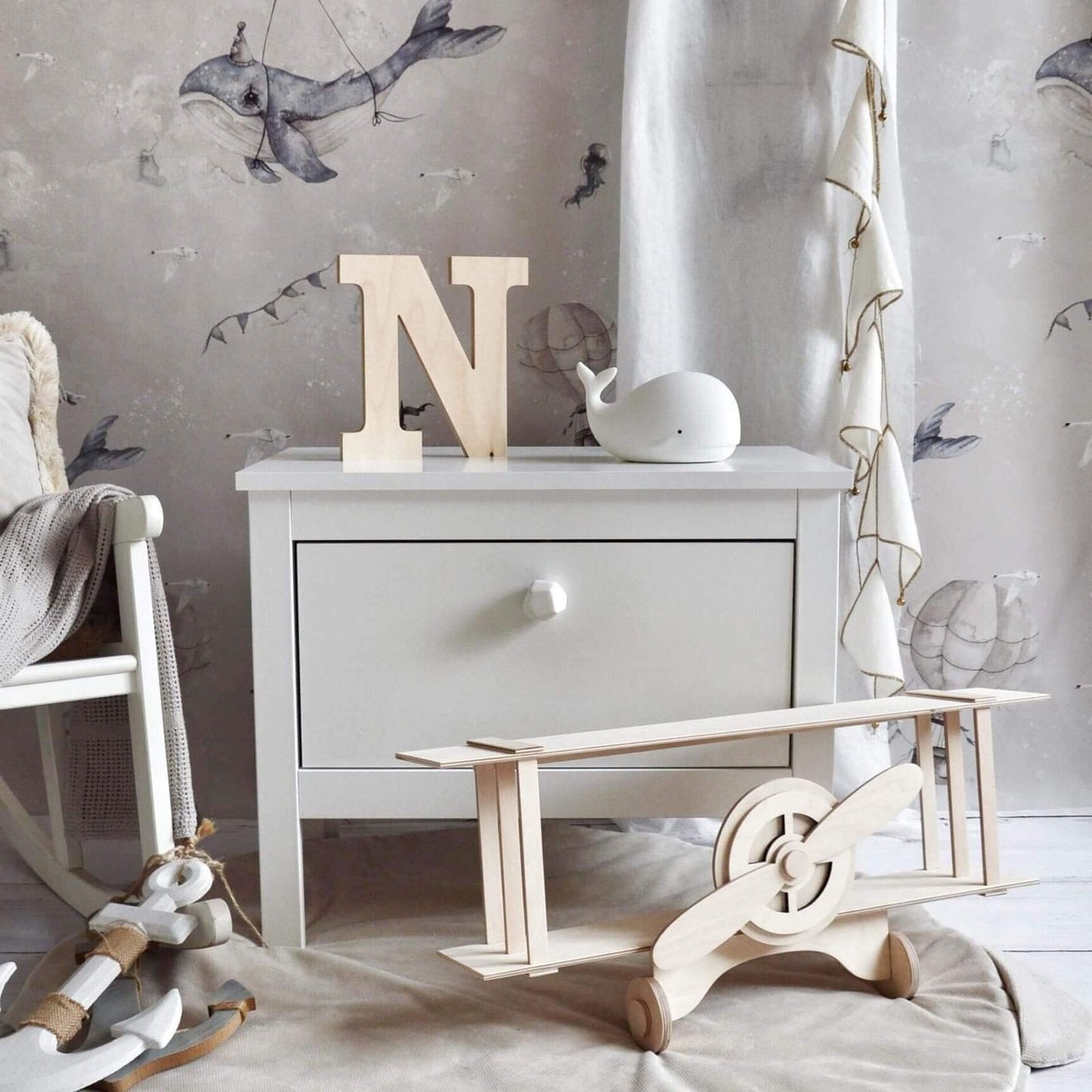 Behang kinderkamer oceaan beige