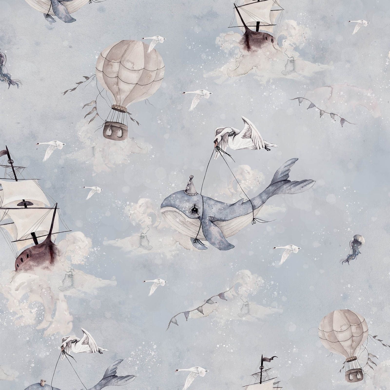 Behang zee walvis kinderkamer