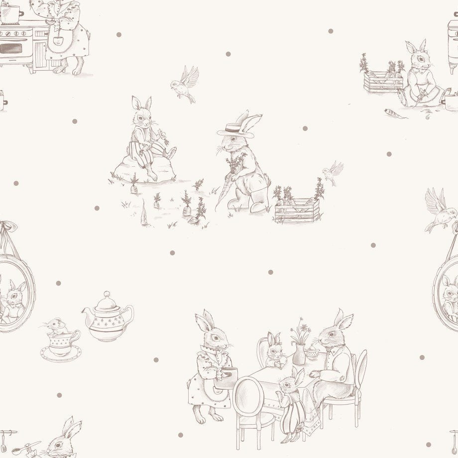 Vintage Rabbits- Behang