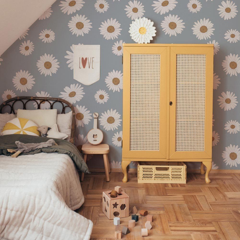 'Tuscan Daisies'-Blue Behang