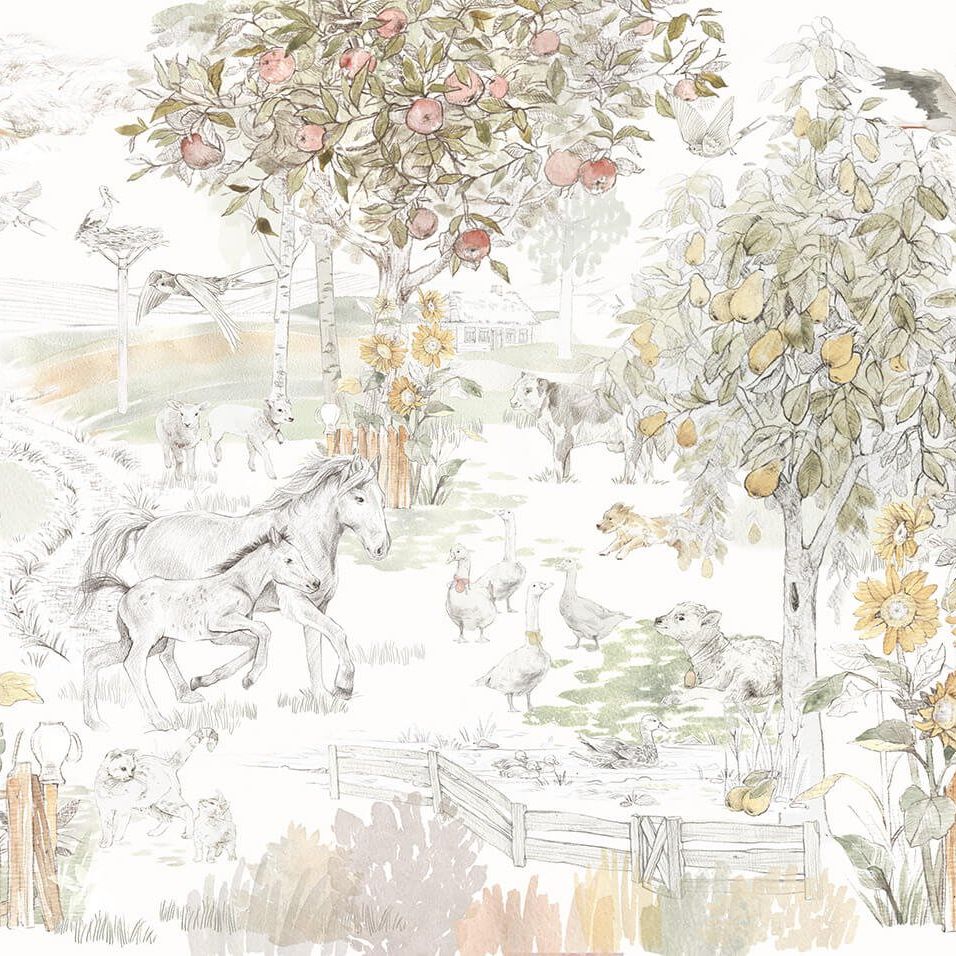 Papier peint vintage country jaune