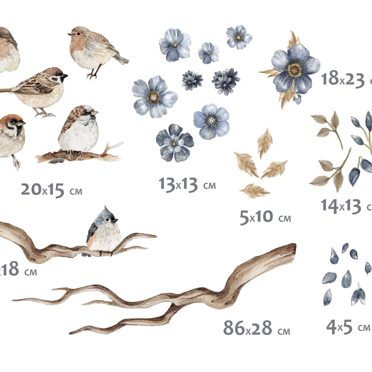 Birds Blue - Wandsticker