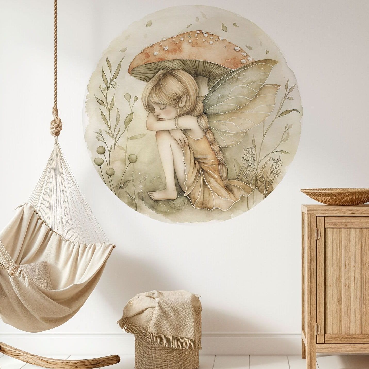 Forest Mushroom Fairies - Circle Wandsticker