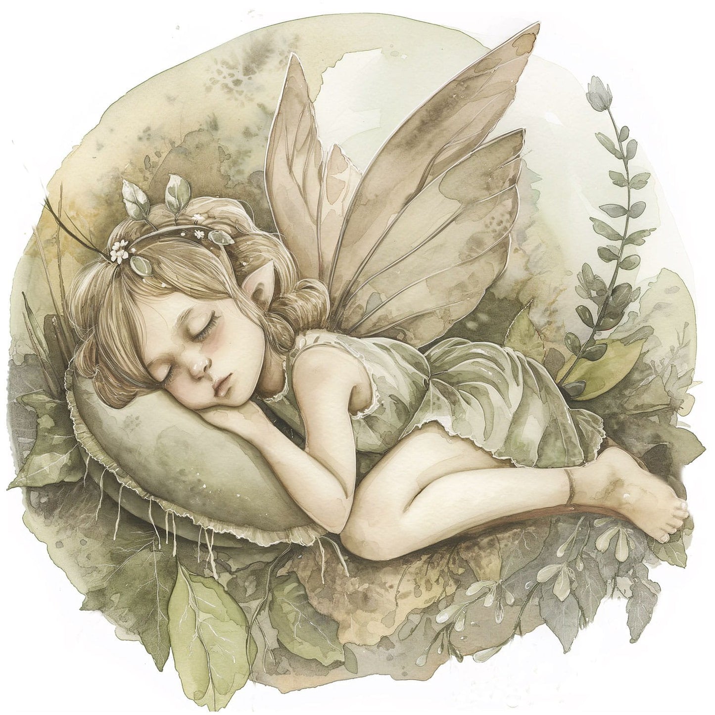 Forest sleeping Fairies - Circle Wandsticker