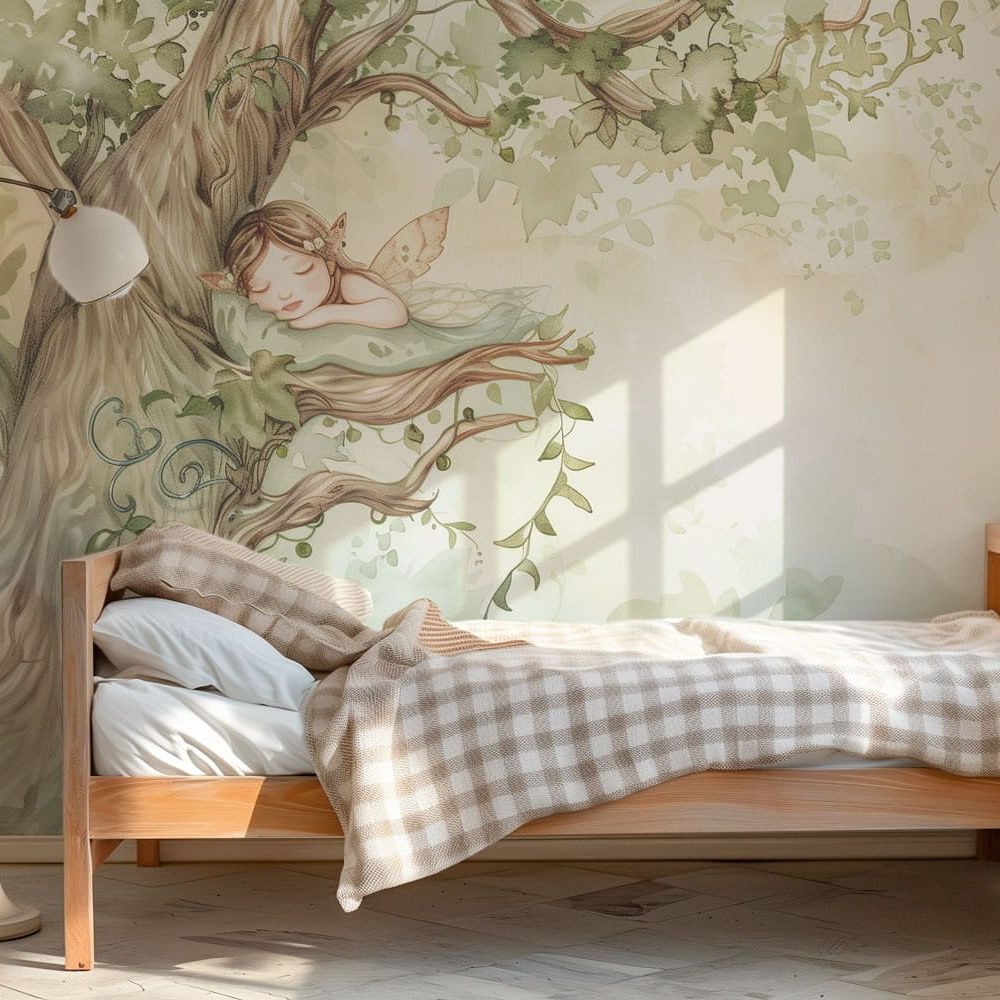 Sleepy fairy forest wallpaper