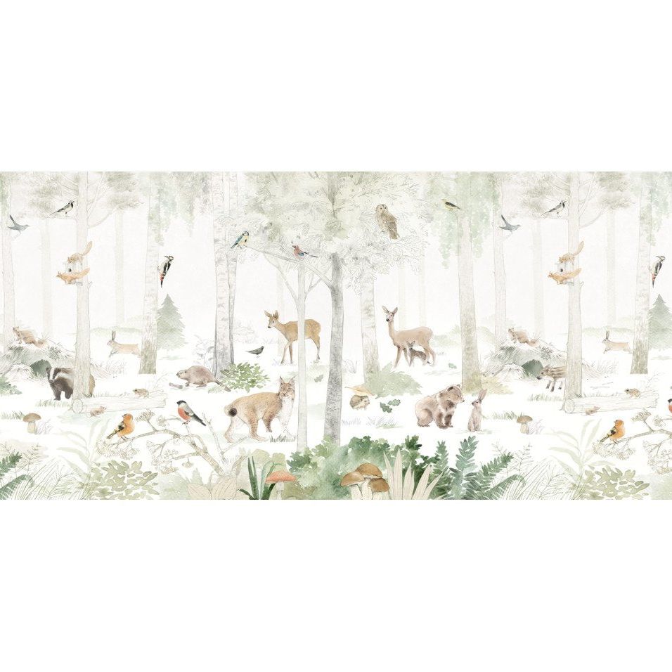 Papier peint Wood Family - Vert -