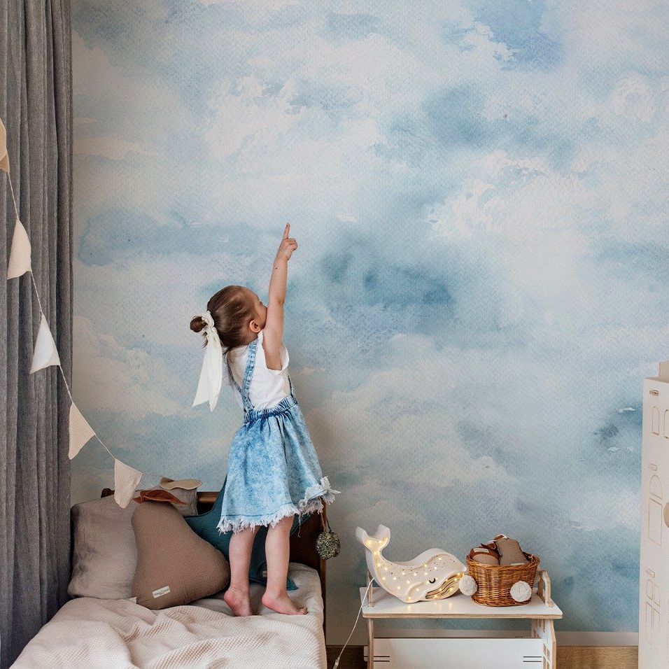 Clouds- Blue-Behang