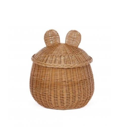 Panier de rangement en rotin motif ours - Moyen