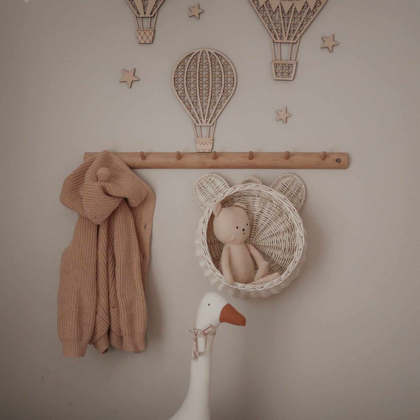 Wooden hot air balloon set wall decoration