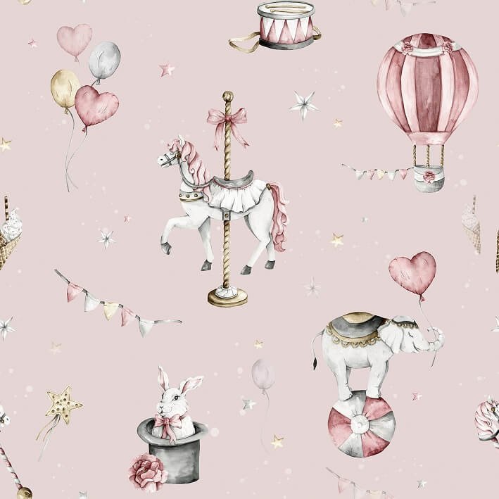 Circus- 'Pink' - Behang- 2 rollen