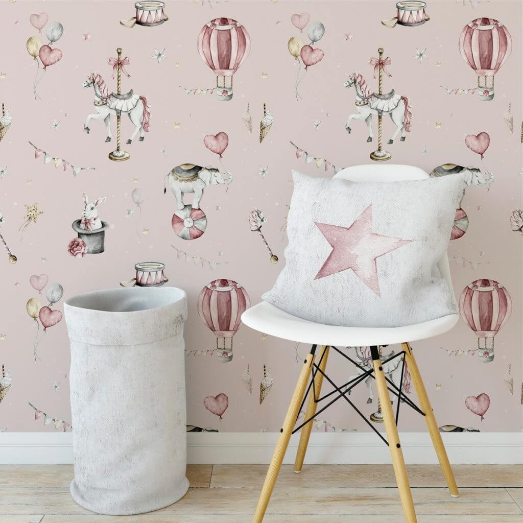 Circus- 'Pink' - Behang- 2 rollen