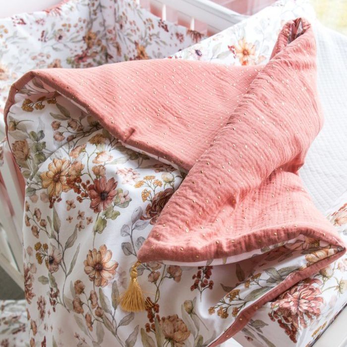 Babydeken 100 x 78 cm met kwastjes- Coco Flower