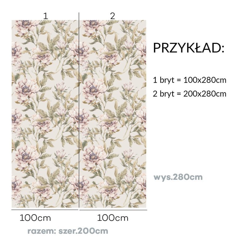 Peonies beige  ' Behang