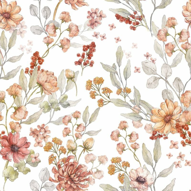 Autumn Meadow White ' Behang