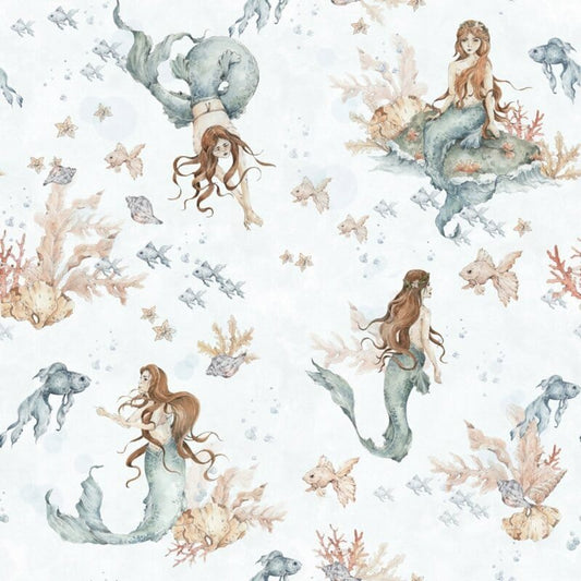 Mermaids in Waves Light wallpaper