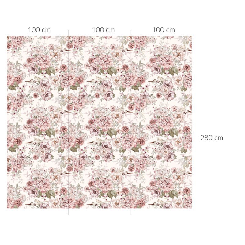 @dehuismuts Wallpaper Flowers and Storks- Dreamy Pink & Peony