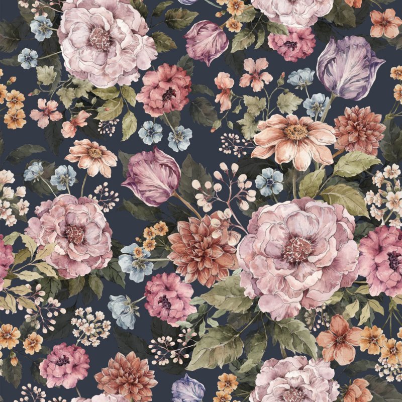 Bouquet of flowers- Violet ' Behang