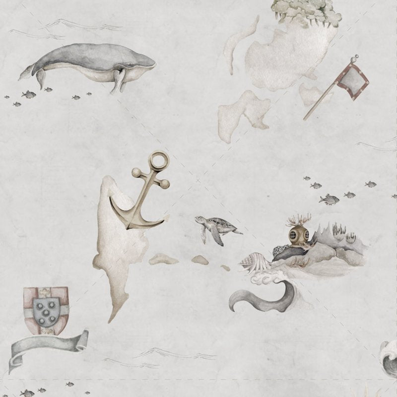 Map Stories From The Sea Color ' Behang