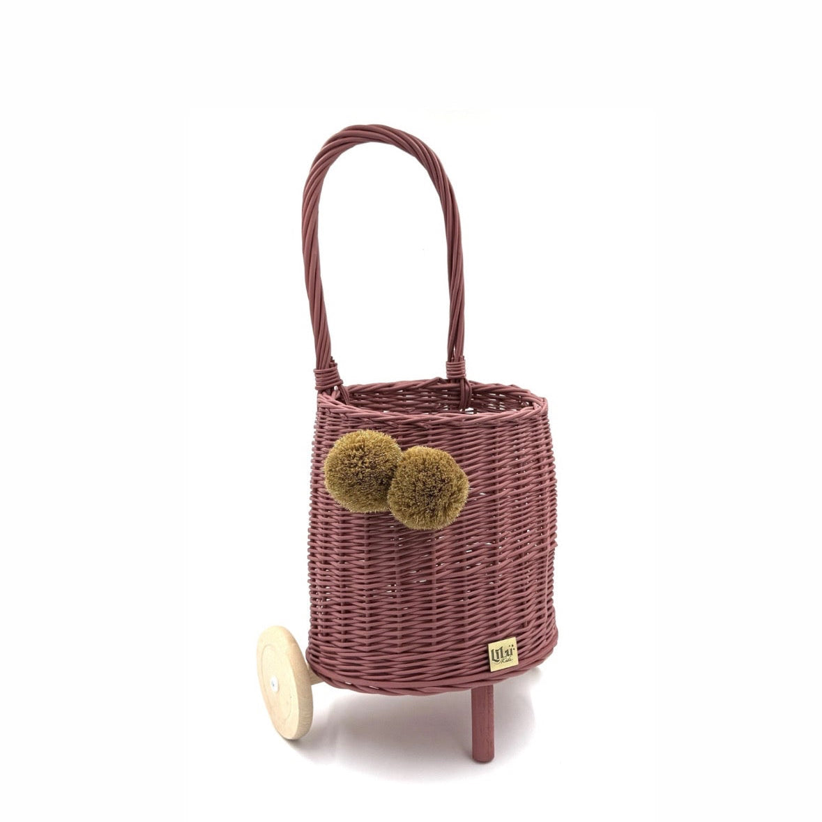 Rieten Poppenwagen 'BUGGY' Raspberry