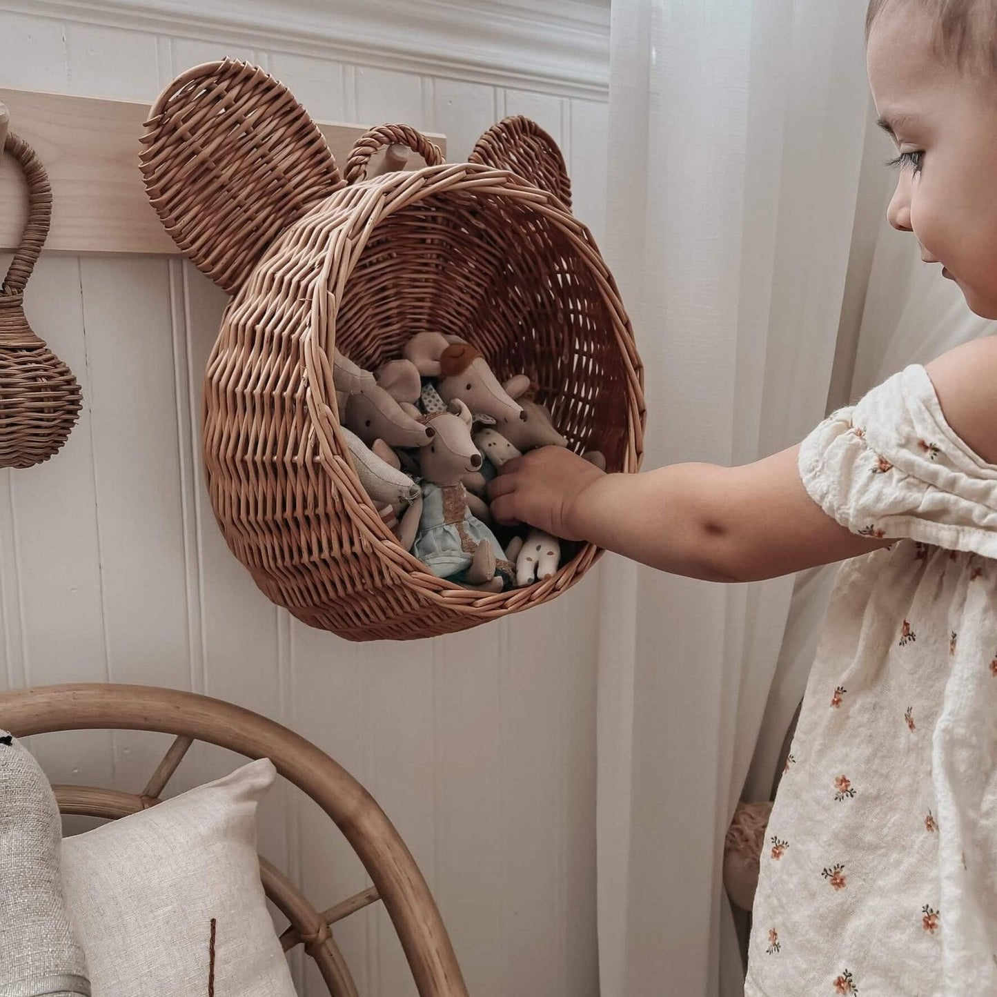 Panier de rangement en rotin ours