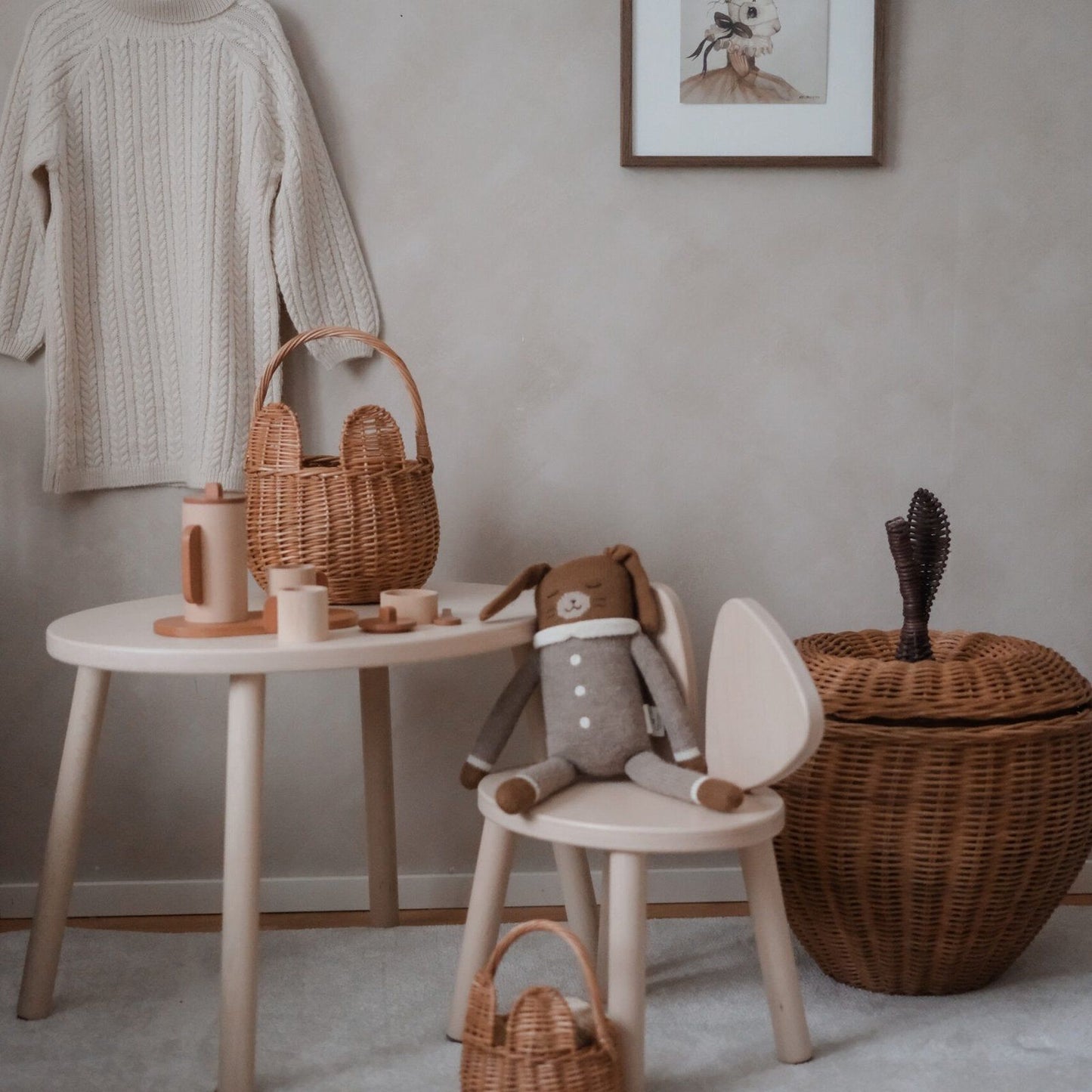 Rotan beren opbergmanden set