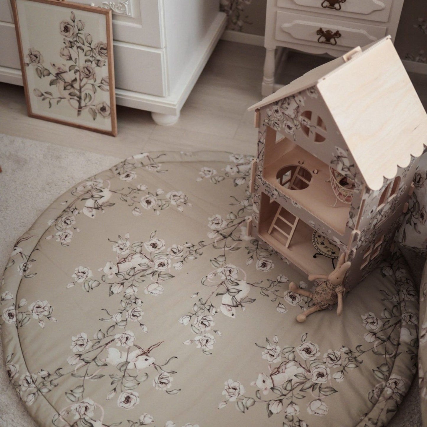 Tapis de jeu « Souris florales » double face