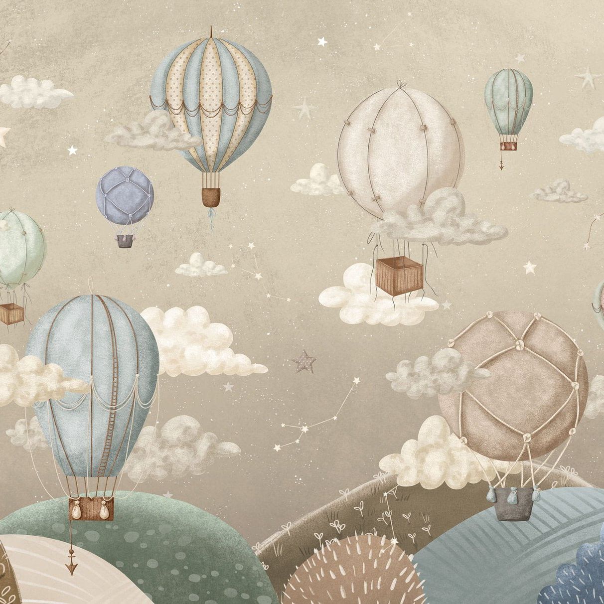 Stardust - Ballons à air - Beige - Papier peint