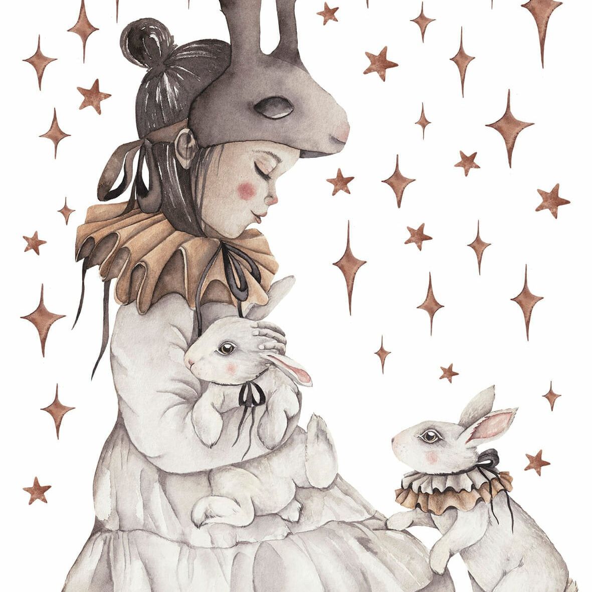 Dream bunny Girl 150 x 100 cm Wandsticker