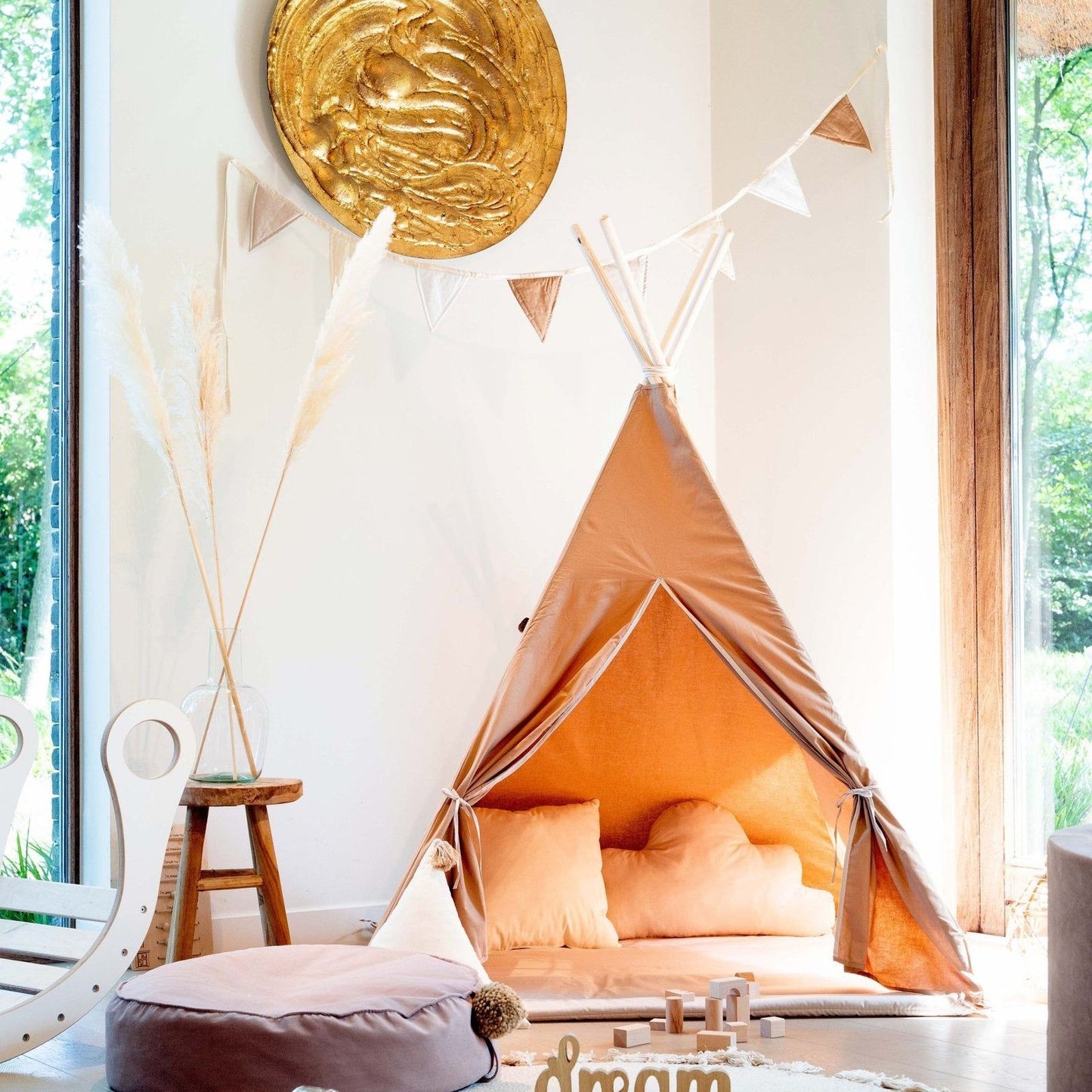 Tipi tent 'Caramel' , inclusief mat en kussens
