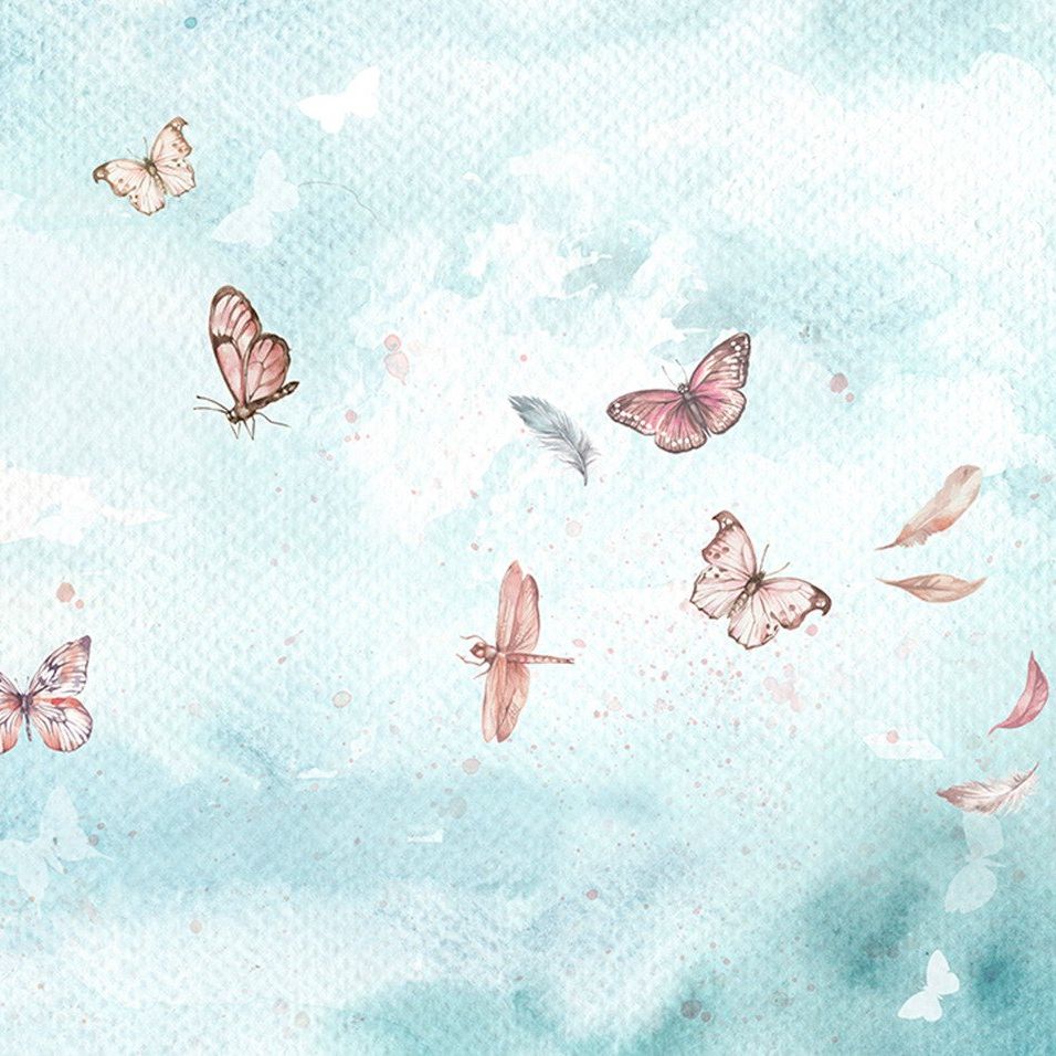 Nuages - Papier peint menthe