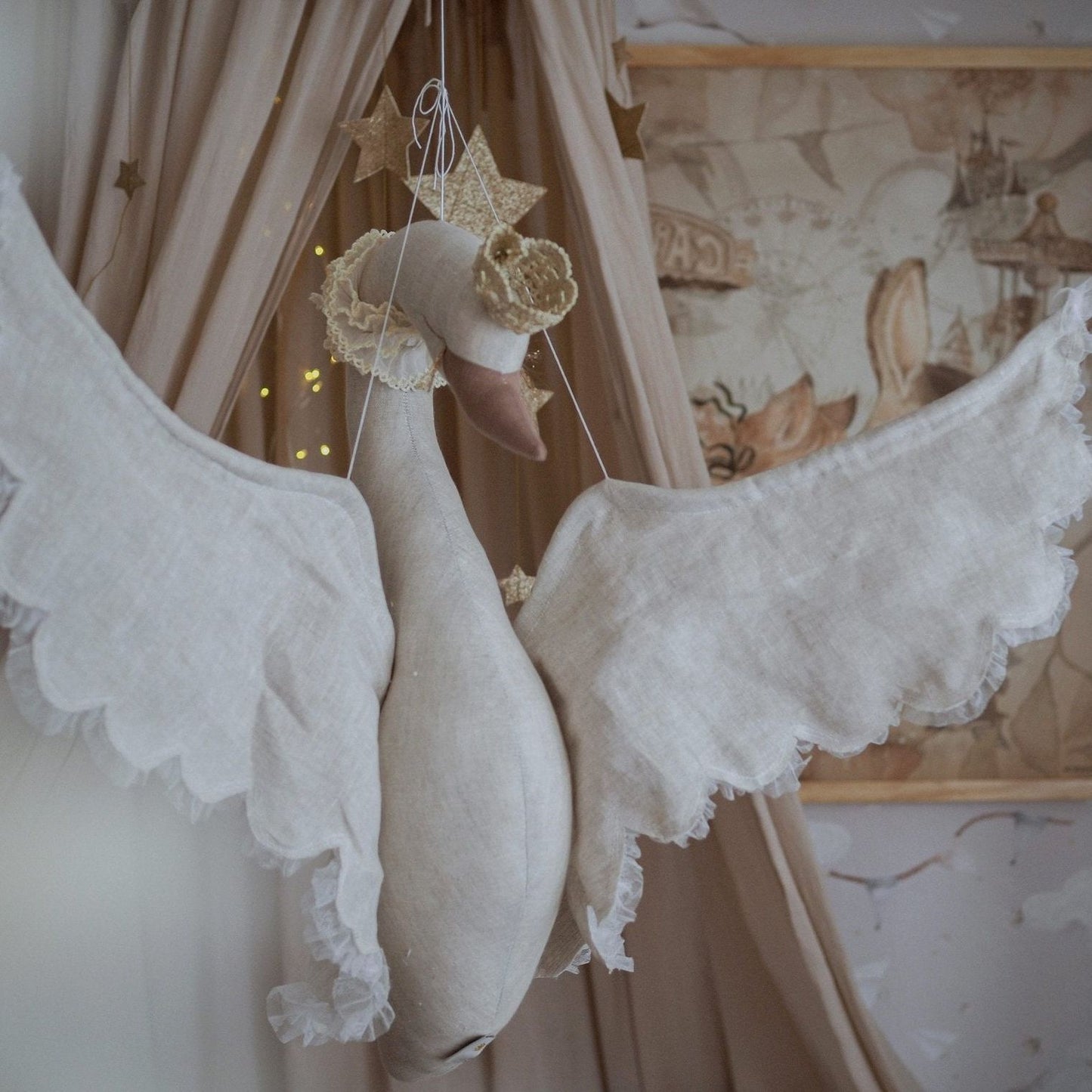Cygne, lin et dentelle - Beige