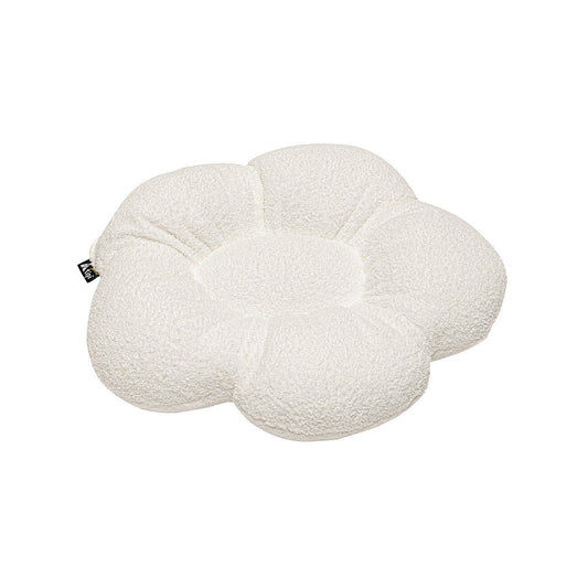 Grand coussin fleuri bouclé 'Fleur' ​​blanc