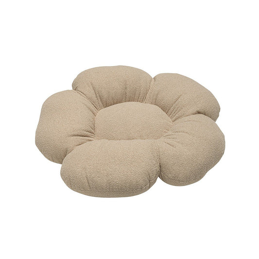 Grand coussin fleuri bouclé 'Fleur' ​​beige