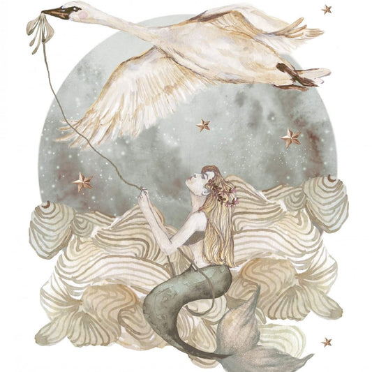 Wandsticker- Dream Swan-Blue/Gray