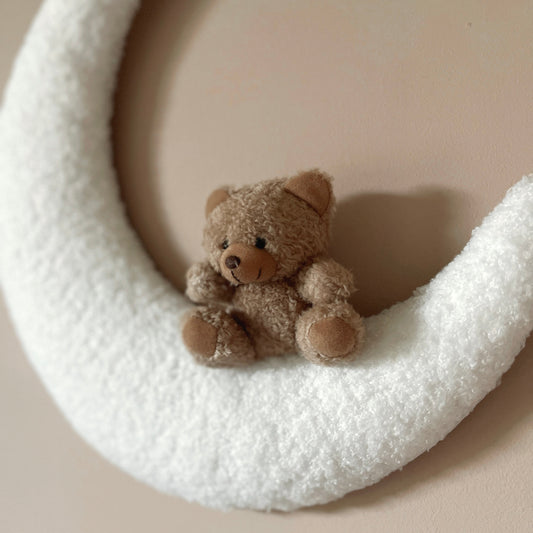 Handmade moon & teddy boucle wall lamp