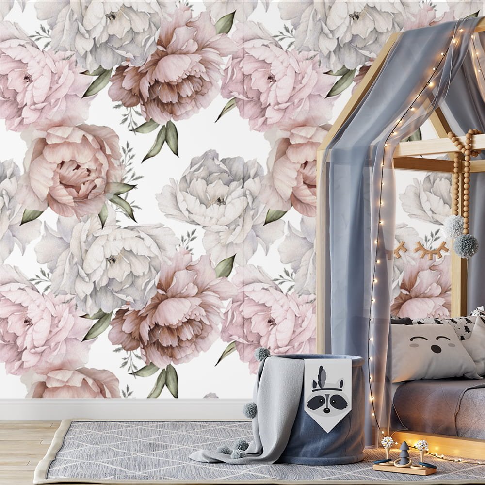 Pivoines-Blanc-Papier peint
