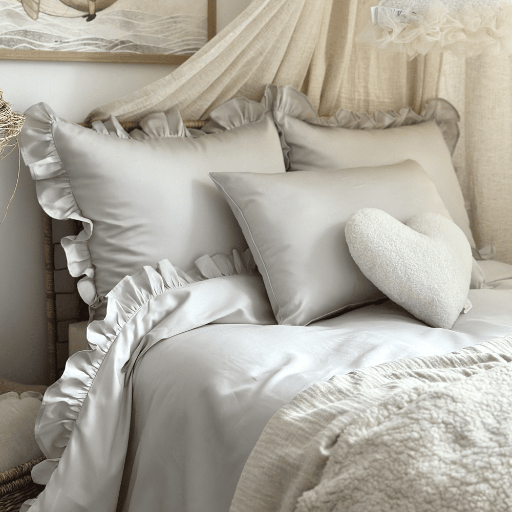 Adult 'Margaret' linnen set met ruffles Light Grey - Cotton & Sweets