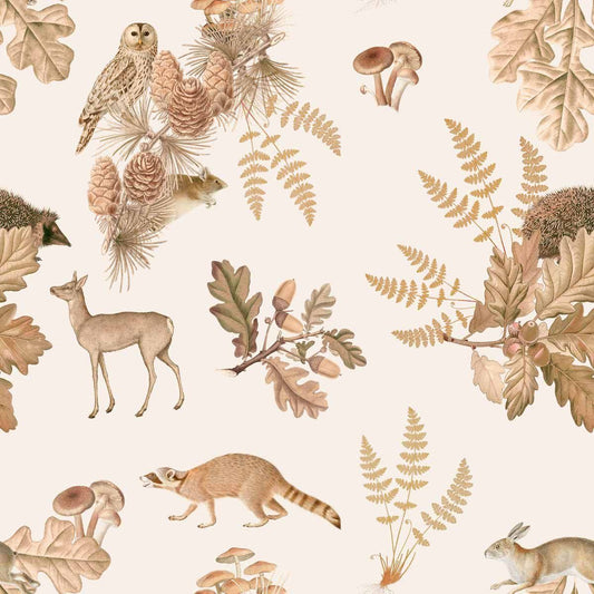 'Autumn Forest with animals ' Behang