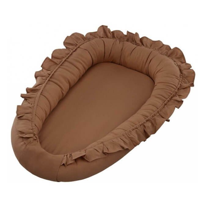 Cotton &amp; Sweets Baby Nest with Ruffles - Pure Nature - Chocolate