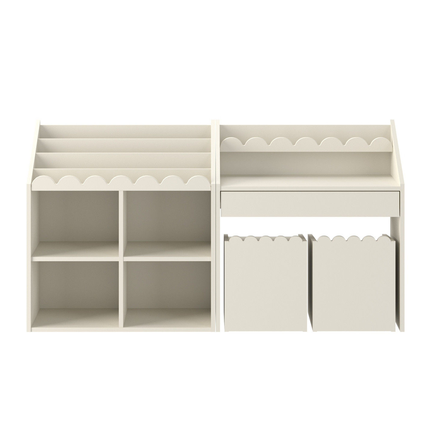 Nomi Montessori Set Latte – Bureau, Boekenkast + 2 Stoelen