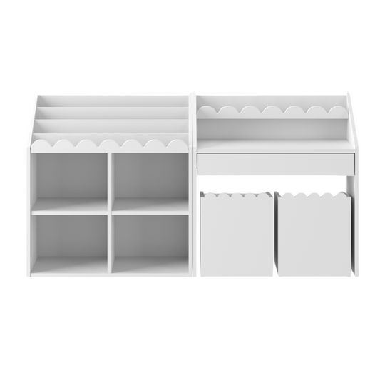 Nomi Montessori Set Snow white – Bureau, Boekenkast + 2 Stoelen