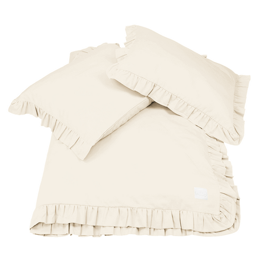 Adult 'Margaret' linnen set met ruffles Vanilla - Cotton & Sweets