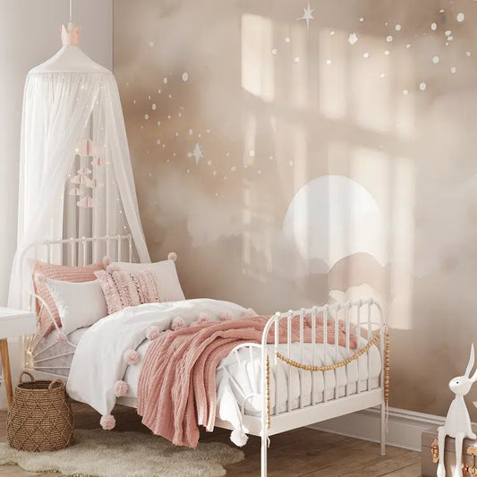 Beige wolken Behang