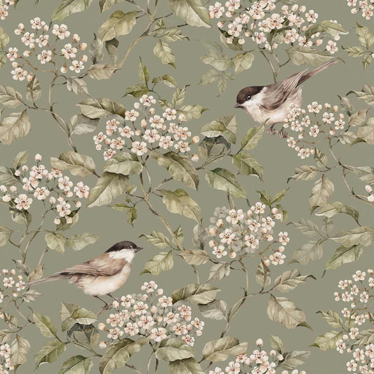 'Birds & Green Spring ' Behang