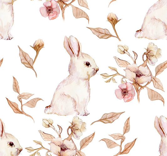 Bunnies and flowers wallpaper