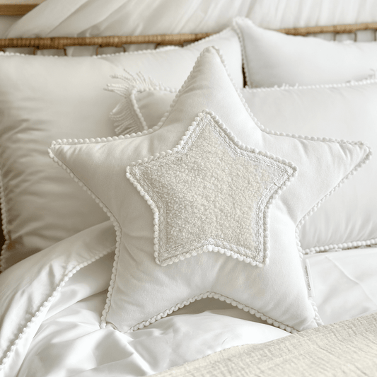 Coussin décoratif, Boho Mix étoile - Blanc