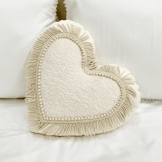 Coussin décoratif, Boho Twist Heart - Vanille