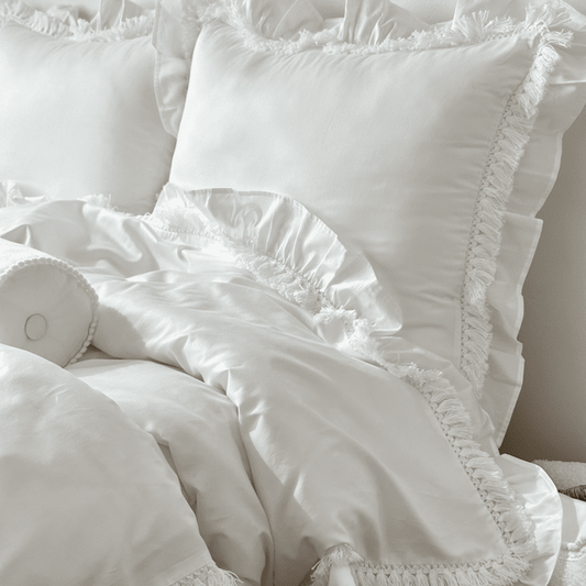 Boho fringes Junior bed linen- White - Cotton & Sweets  100 x 135