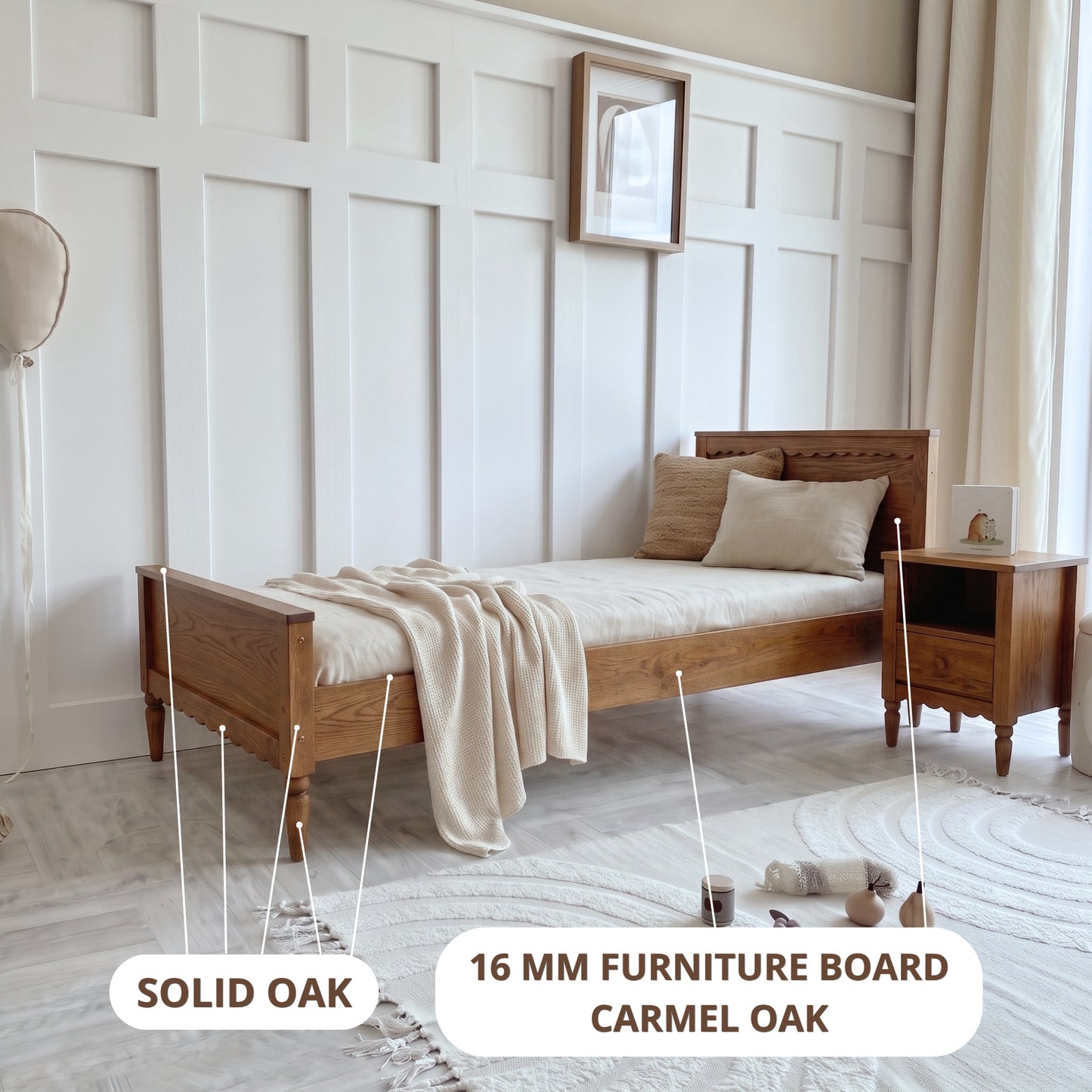 Boho Oak bed - scalloped