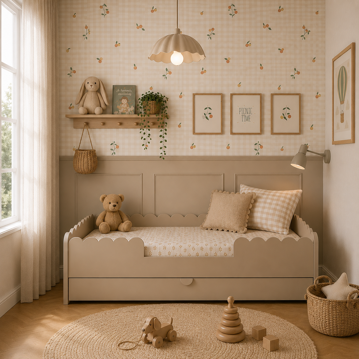 Nomi Montessori Latte bed met lade, 80 × 160 cm